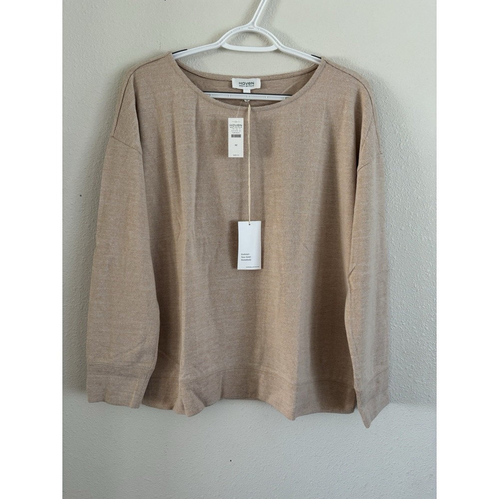 Haven Well Within Beige Knit Lounge Sweater Womens M Soft Relaxed NWT